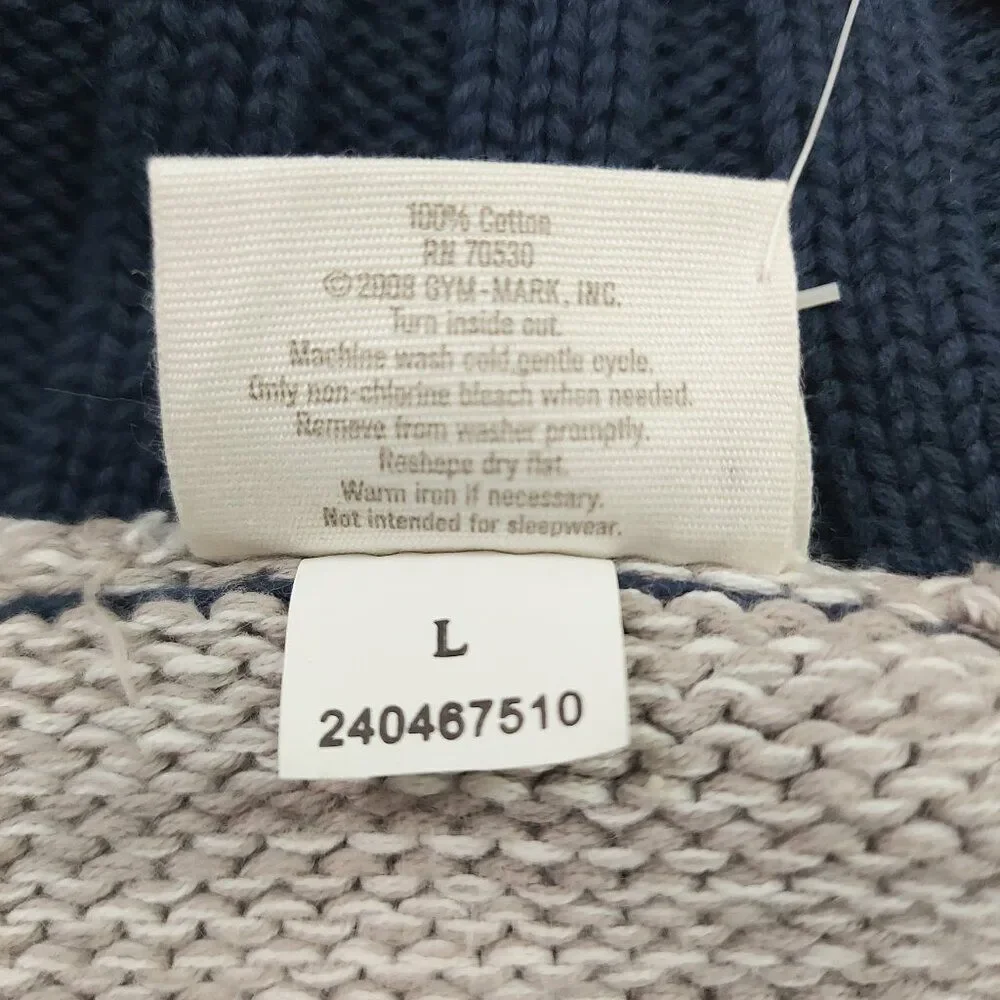 Crazy 8 Sweater Boys Large 10/12 Gray Navy Full Zip Ribbed High Neck 100% Cotton